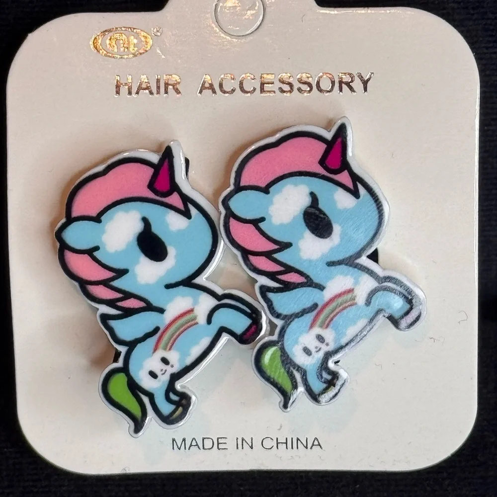 Set of 2 Unicorn Hair Clips Pink 1.25 inch